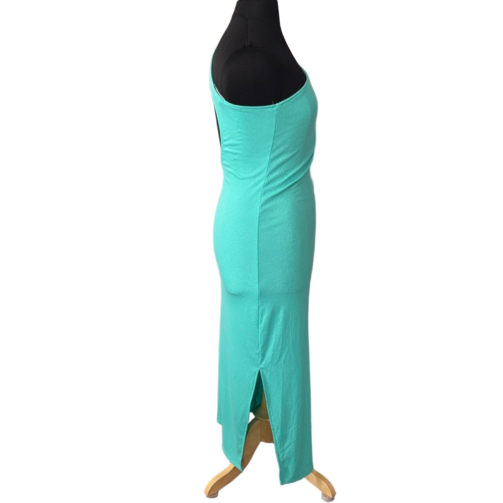Free People Beach One Shoulder Aqua Maxi Dress Open Back Bodycon Resort size M - Picture 5 of 7